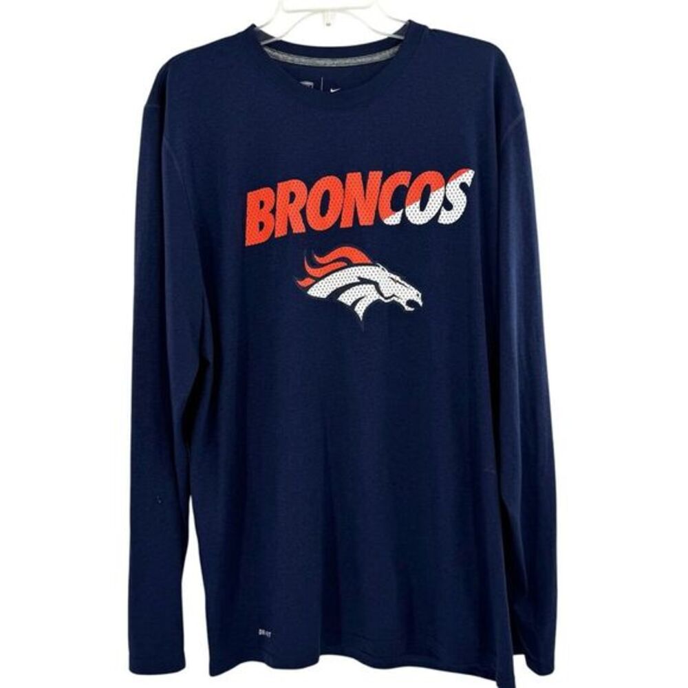 Nike NFL Denver Broncos Shirt Long Sleeve Crew Neck  Equipment Training Adult XL